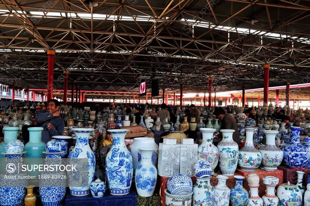 Colourful And Decorated Vases On Display, Beijing China