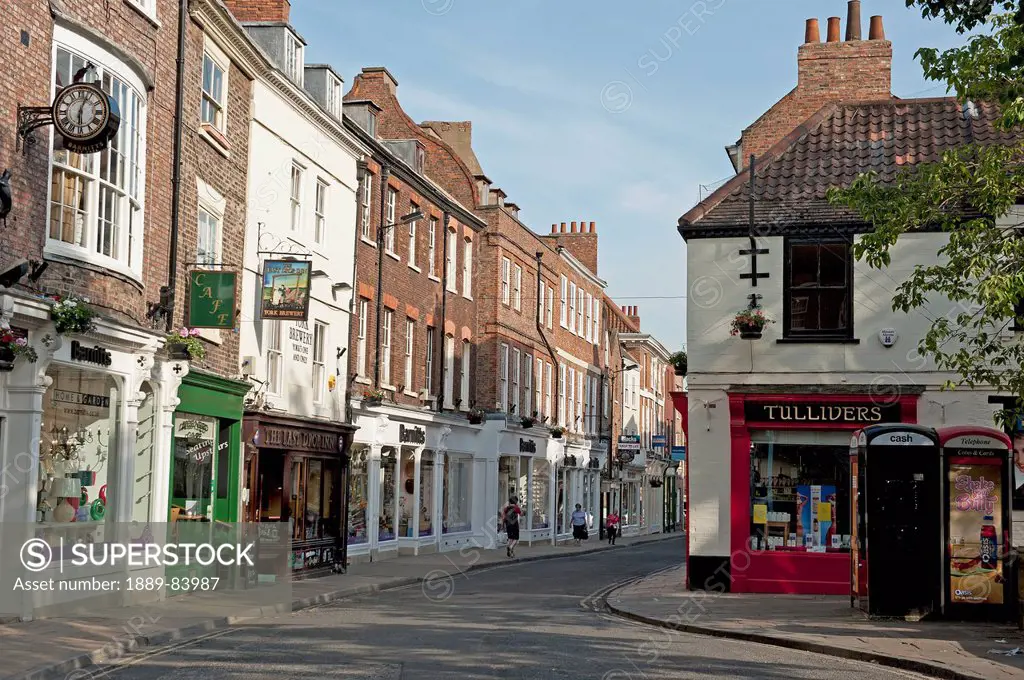 Retail Shops Along A Street, York England