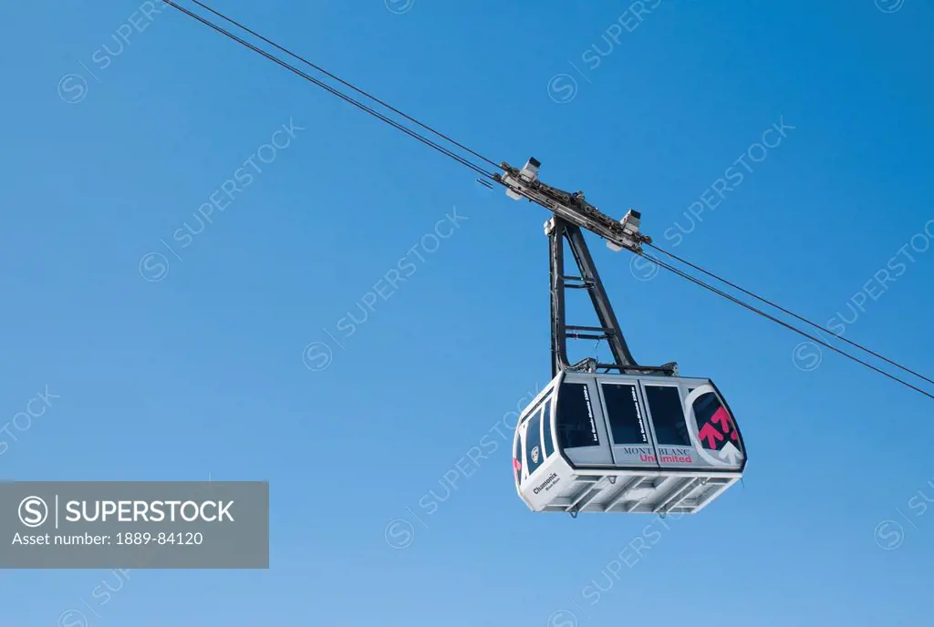 An Aerial Tramway In The Blue Sky, Chaminox_Mont_Blanc Rhone_Alpes France