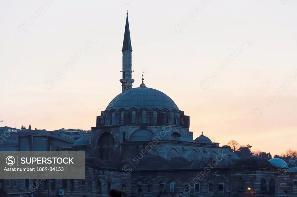 Tower Of The Rustem Pasha Mosque At Dusk, Istanbul Turkey
