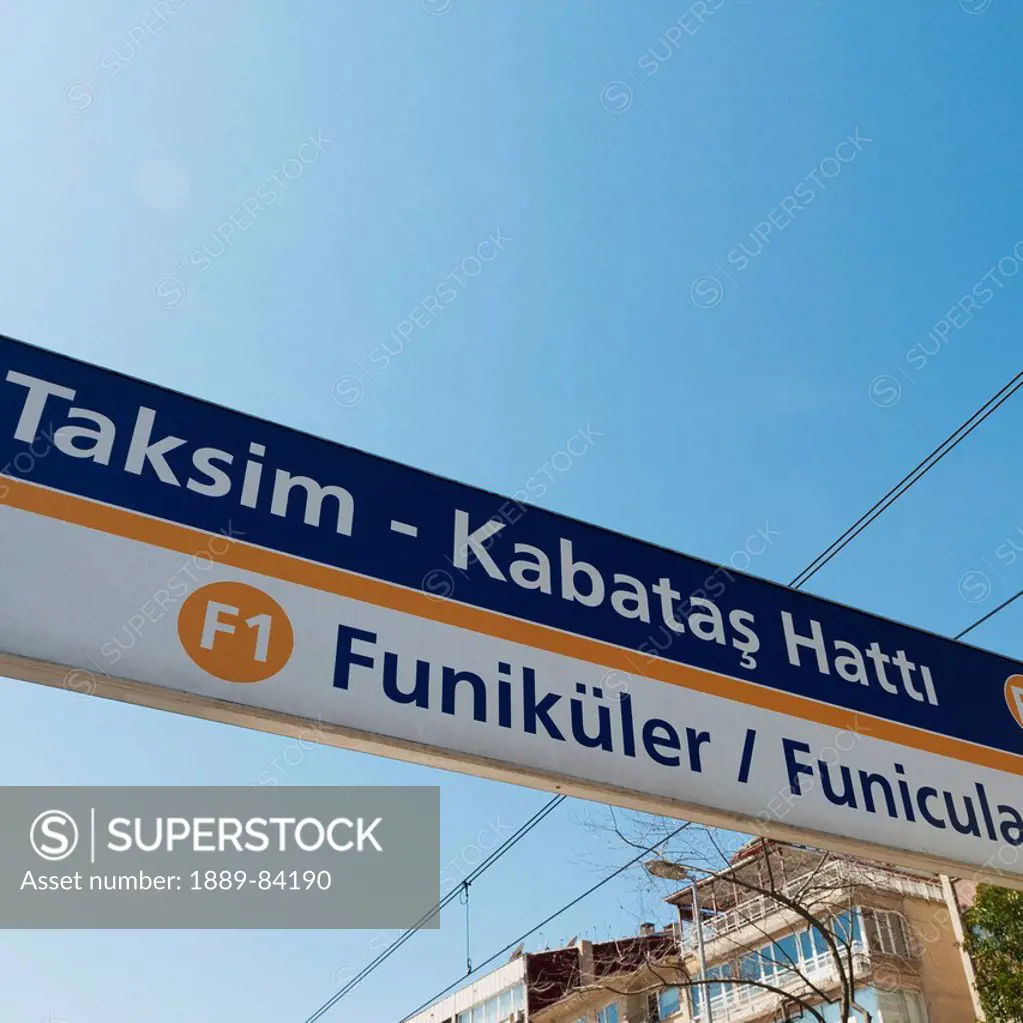 Sign For The Funicular, Istanbul Turkey