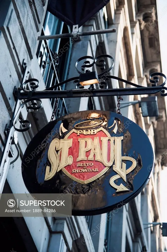 Sign For St. Paul Pub, Montreal Quebec Canada