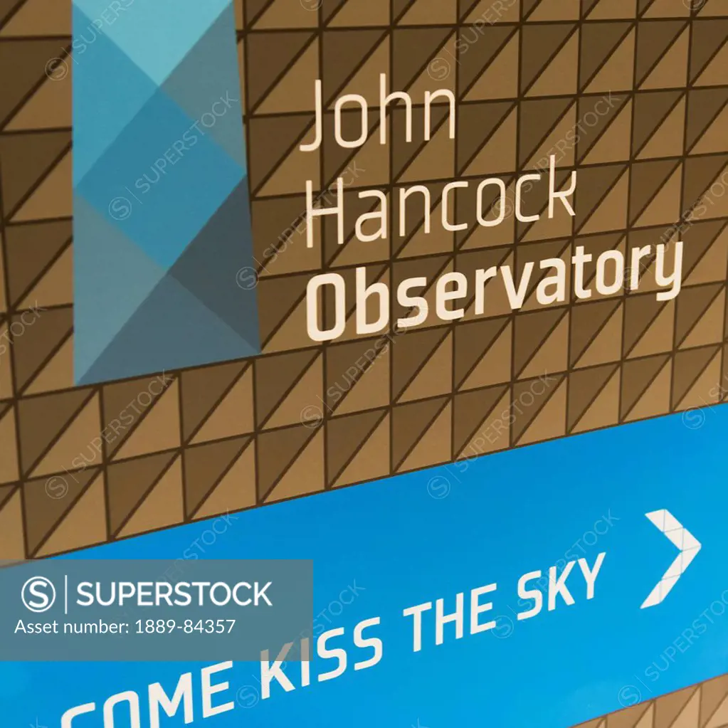Sign For The John Hancock Observatory, Chicago Illinois United States Of America