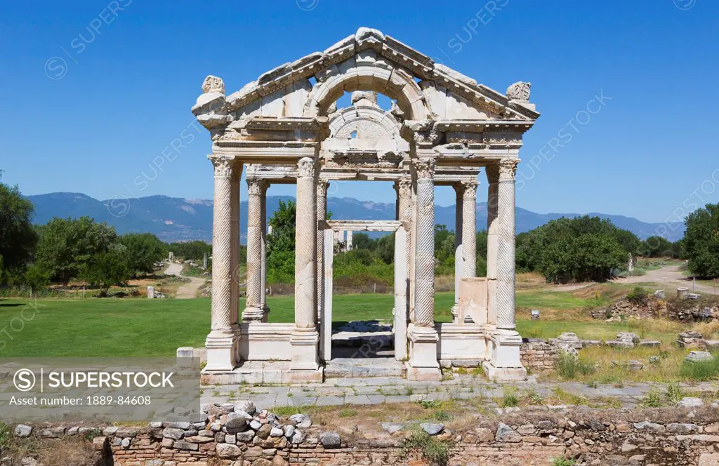 Ruins of aphrodisias 2nd century gateway known as the tetrapylon, aydin province turkey