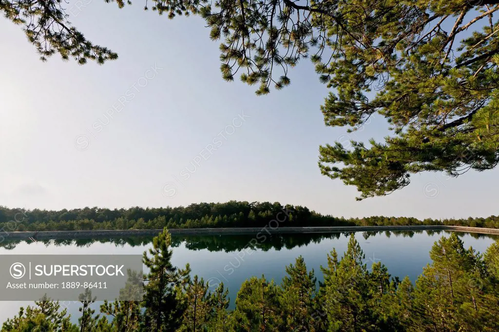 Cyprus, Tranquil Landscape With Lake; Troodos