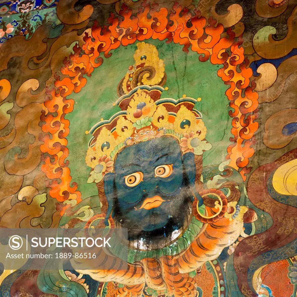 China, Xizang, Colorful painted image at Sera Monastery; Lhasa