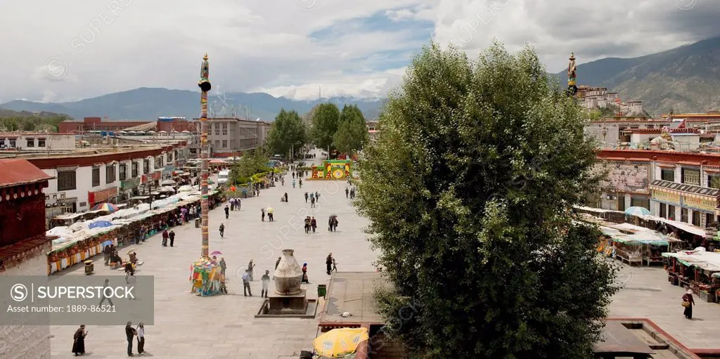China, Xizang, Pedestrians in Jokhang Square; Lhasa