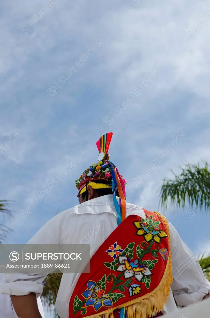 Mexico, Jalisco, Rear View Of Man Wearing Traditional Outfit; Puerta Vallarta