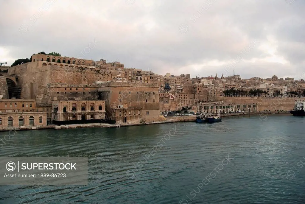 Malta, Historic City Of Valetta Inside Fortification With Cathedral And Italian Style Buildings Of 16Th Century; Valetta