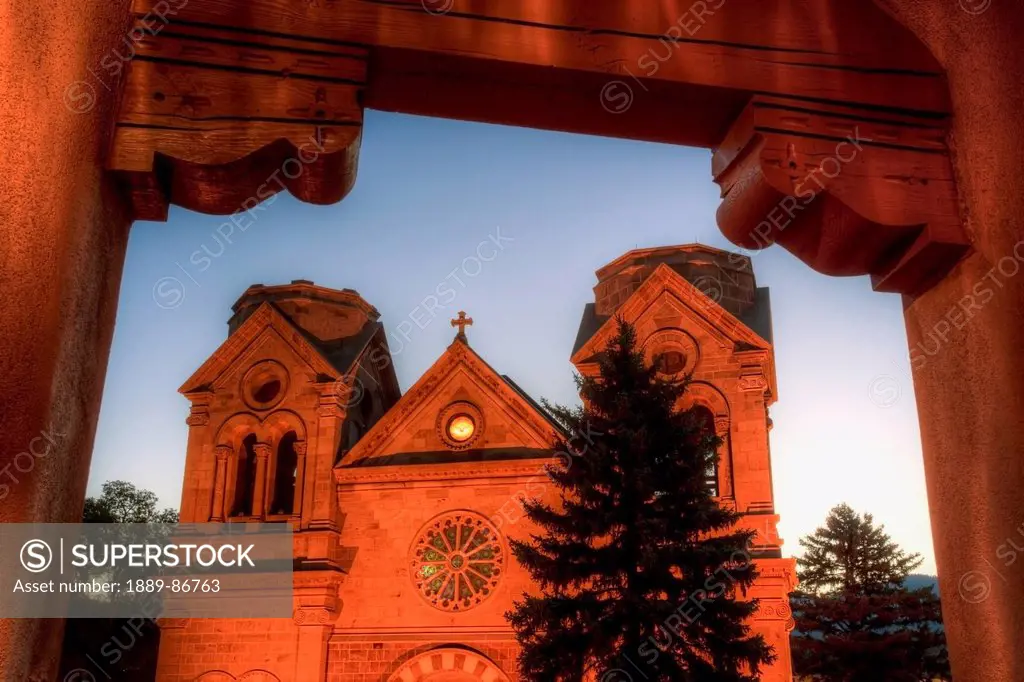 Usa, New Mexico, View Of Cathedral Basilica Of St Francis Of Assisi; Santa Fe