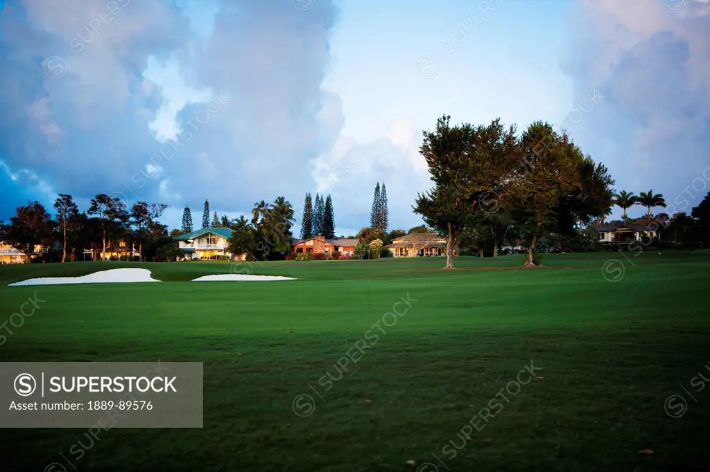 The Coastal Makai Golf Course At Sunset; Princeville, Kauai, Hawaii