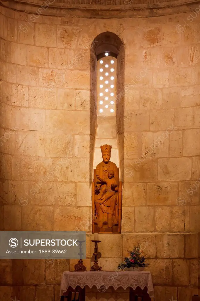 Statue of St Anne and young Virgin Mary in St Anne's Church; Jerusalem, Israel