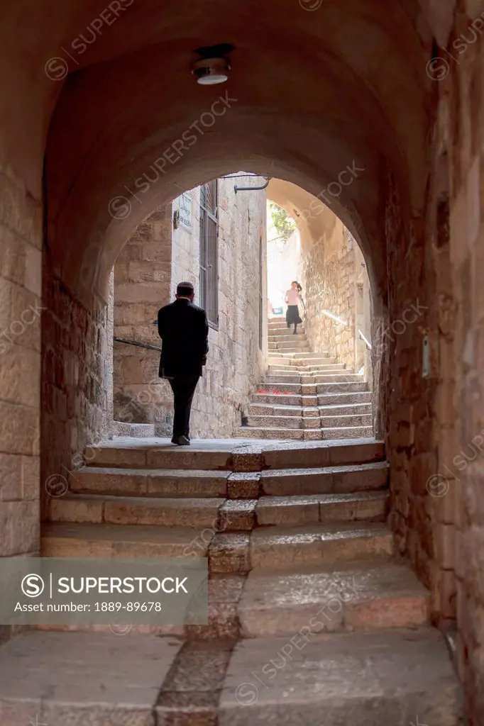 View of walkway in Old City; Jerusalem, Israel