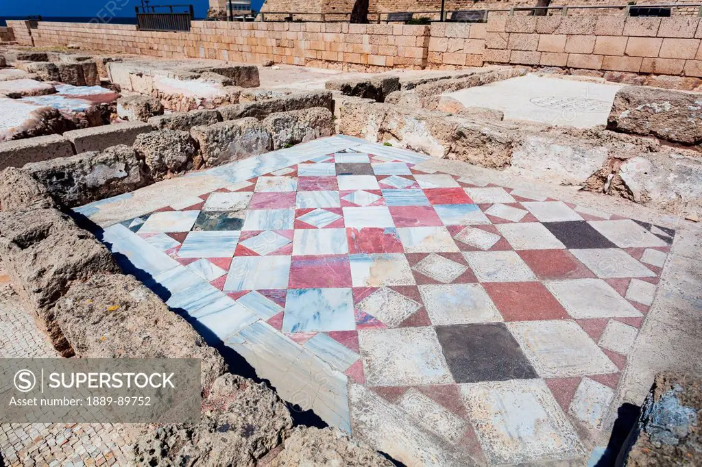 Old tiled floor near Caesarea, Caesarea Maritima National Park; Israel