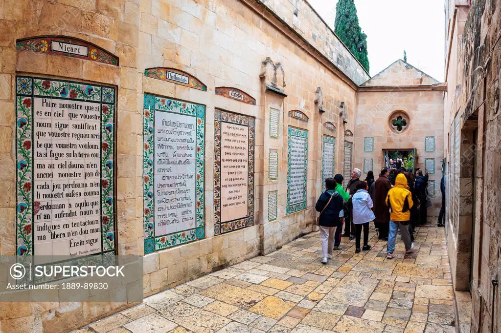 Visitors at Church of Pater Noster at Mount Of Olives; Jerusalem, Israel