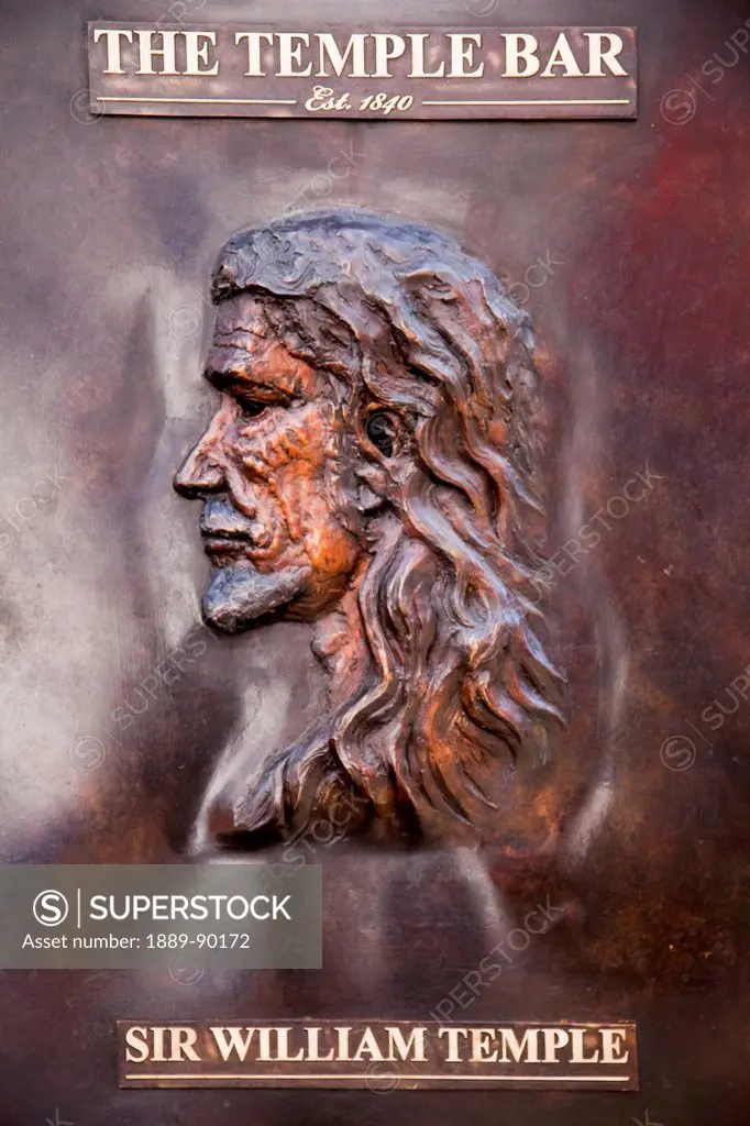 Metal depiction of sir william temple at the temple bar;Dublin city county dublin ireland