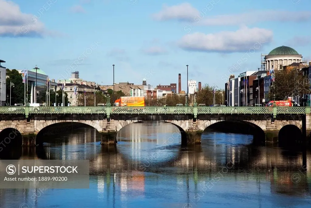 A road bridge crossing the river liffey;Dublin city county dublin ireland