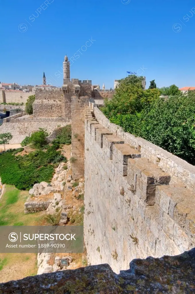 The Ramparts, Jerusalem, Israel; Stone Ramparts Of Ancient City