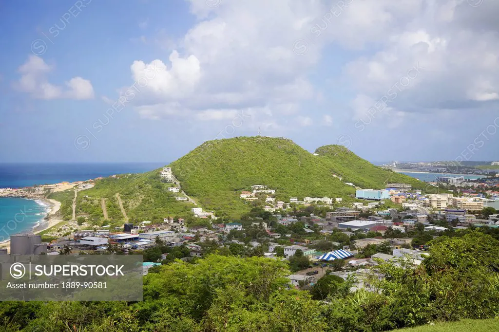 View of Cole Bay and Simpson Bay; Sint Maarten, Dutch West Indies