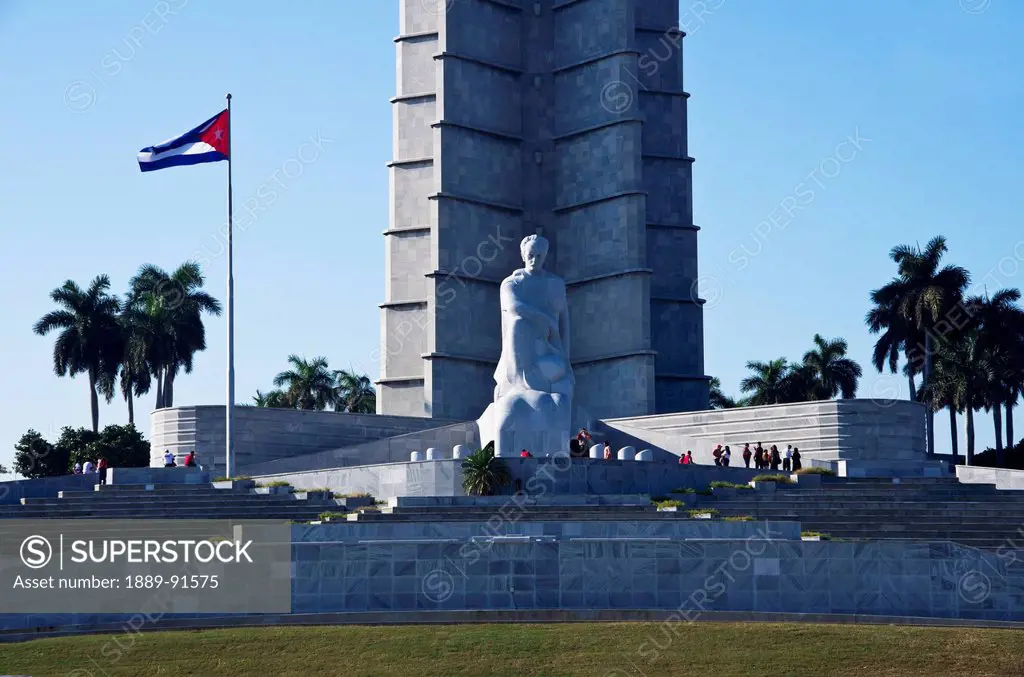 A Group Of People At The Base Of Memorial Jose Marti Monument In Plaza De La Revolucion; Havana, Artemisa, Cuba
