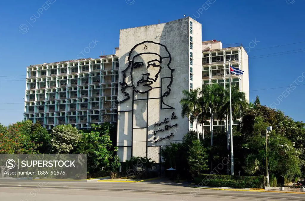 Ernesto (Che) Guevara Face Outlined On The Front Of Ministerio Del Interior; Havana, Artemisa, Cuba