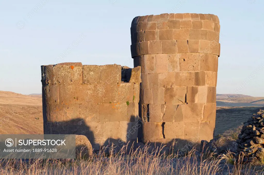 Chullpas (ancient Colla funerary towers), Sillustani, Puno, Peru
