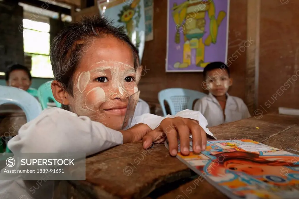 Students In The Primary School In Laputtaloke Taung Village Close To Labutta; Labutta, Burma, Myanmar