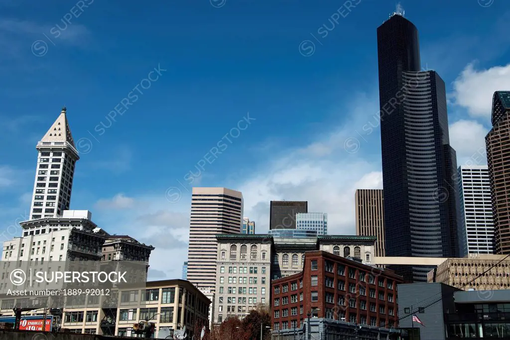 Skyline Of Seattle With Smith Tower; Seattle, Washington, United States Of America
