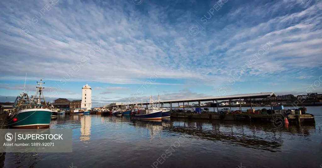 Boats In A Harbour; North Shields, Tyne And Wear, England