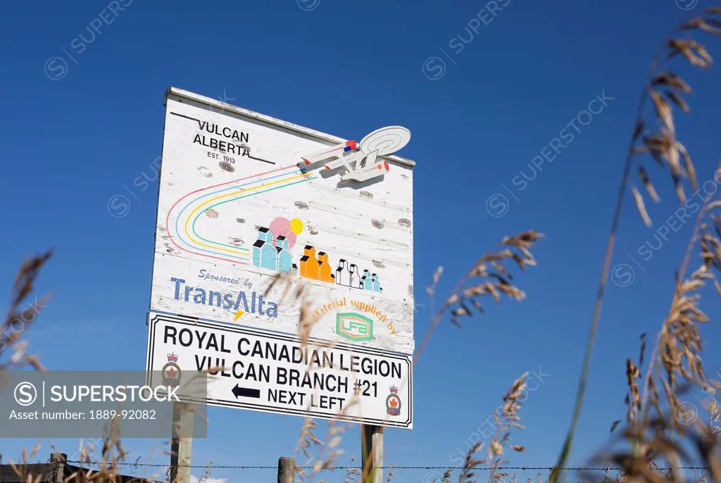 Sign For A Star Trek Science Fiction Landmark; Vulcan, Alberta, Canada