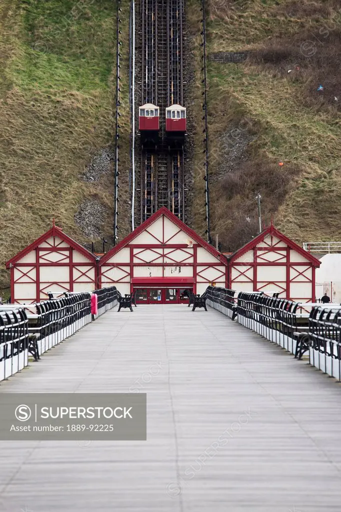 Funicular going up and down the hill; Saltburn, North Yorkshire, England