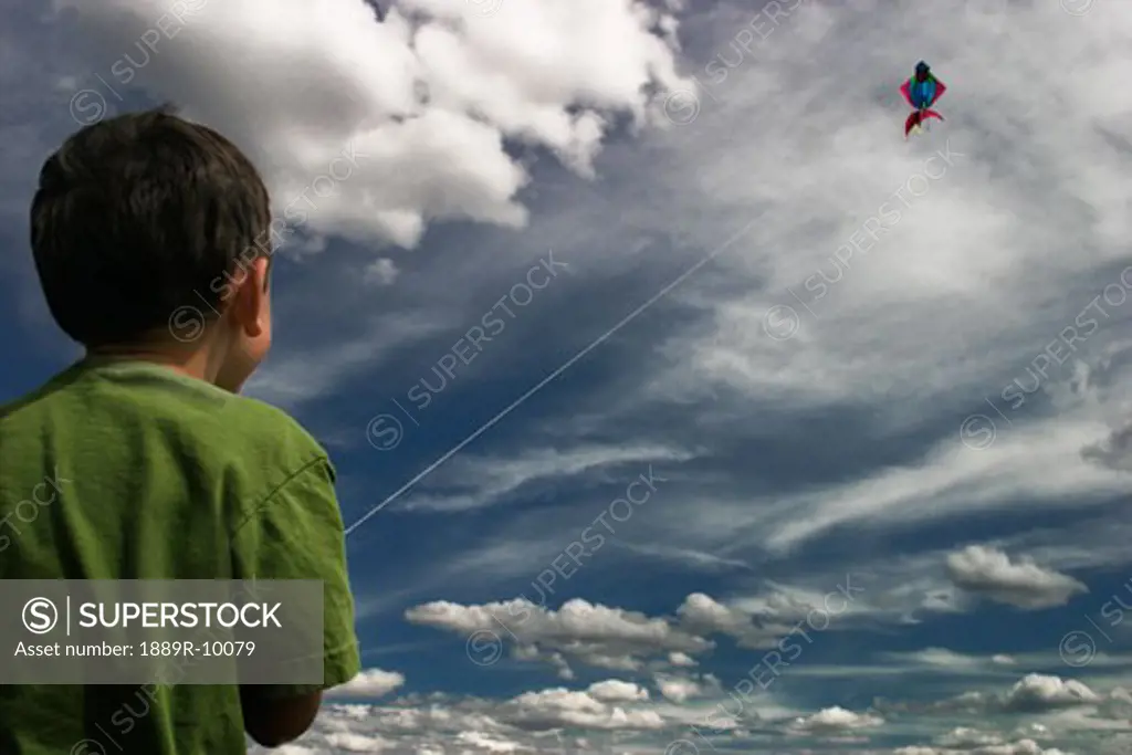 Child flies a kite