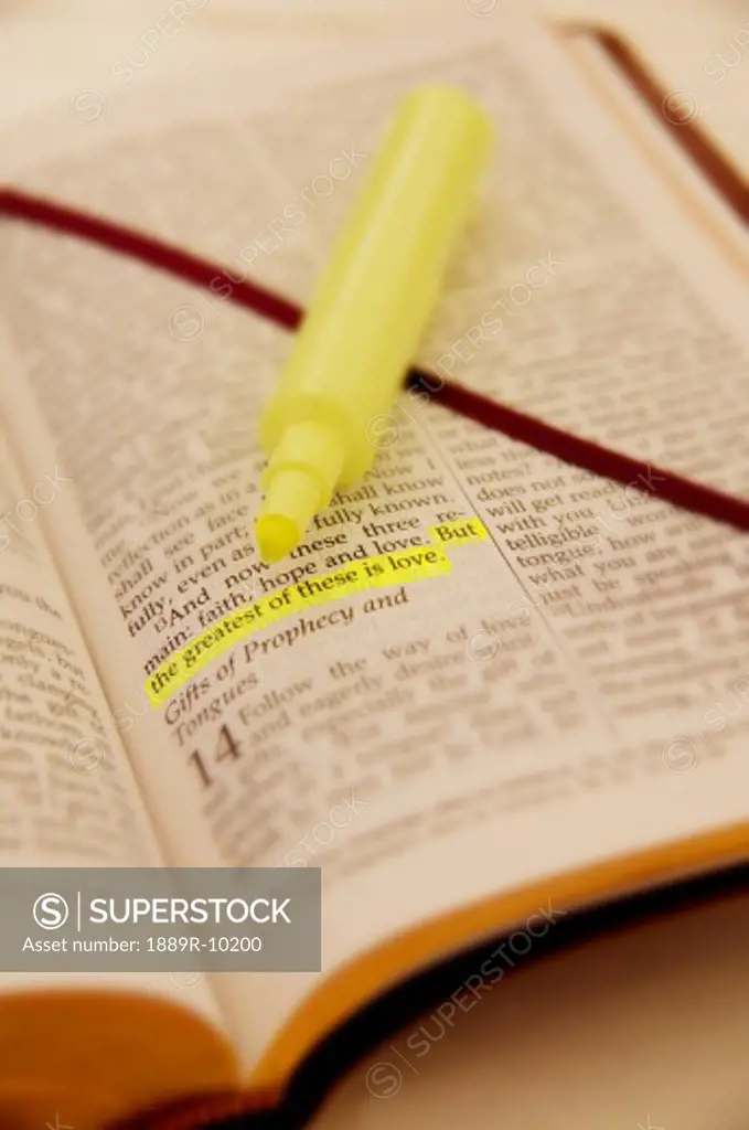 A highlighted sentence in the Bible