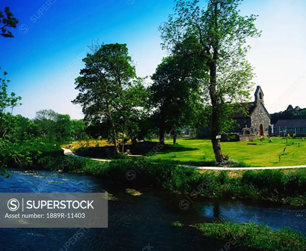 Birthplace of Patrick Kavanagh, The Fane River, old stone church of St Daig, Inishkeen, Co Monaghan, Ireland