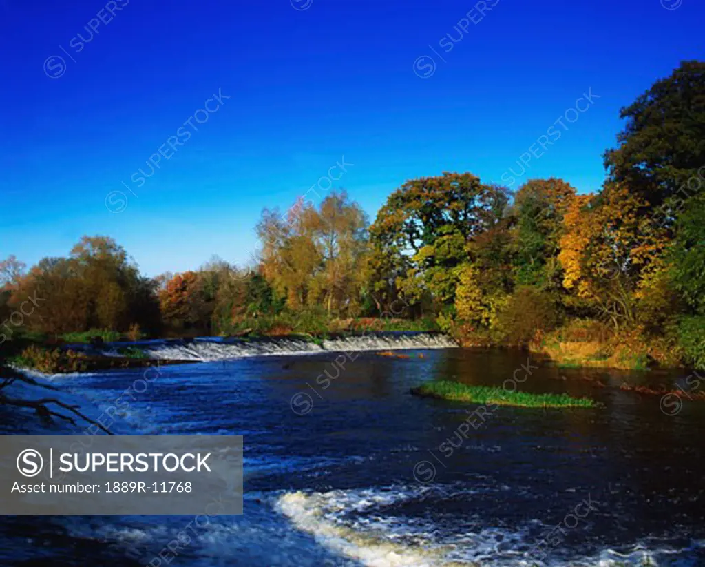 Co Carlow, weir at the site of Ireland's first H.E.P. at Millford Mills