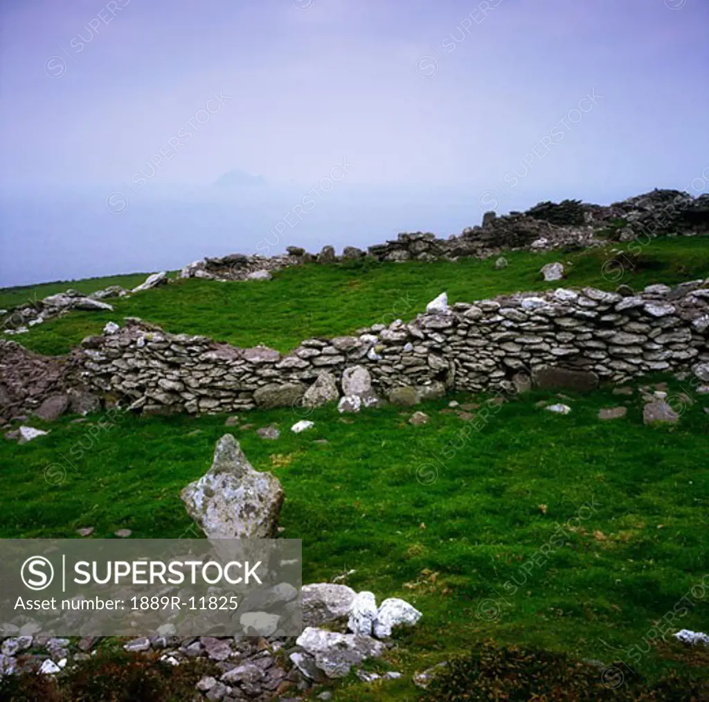 Weathered cross on the Blasket Islands, Inishtooskert, Ireland