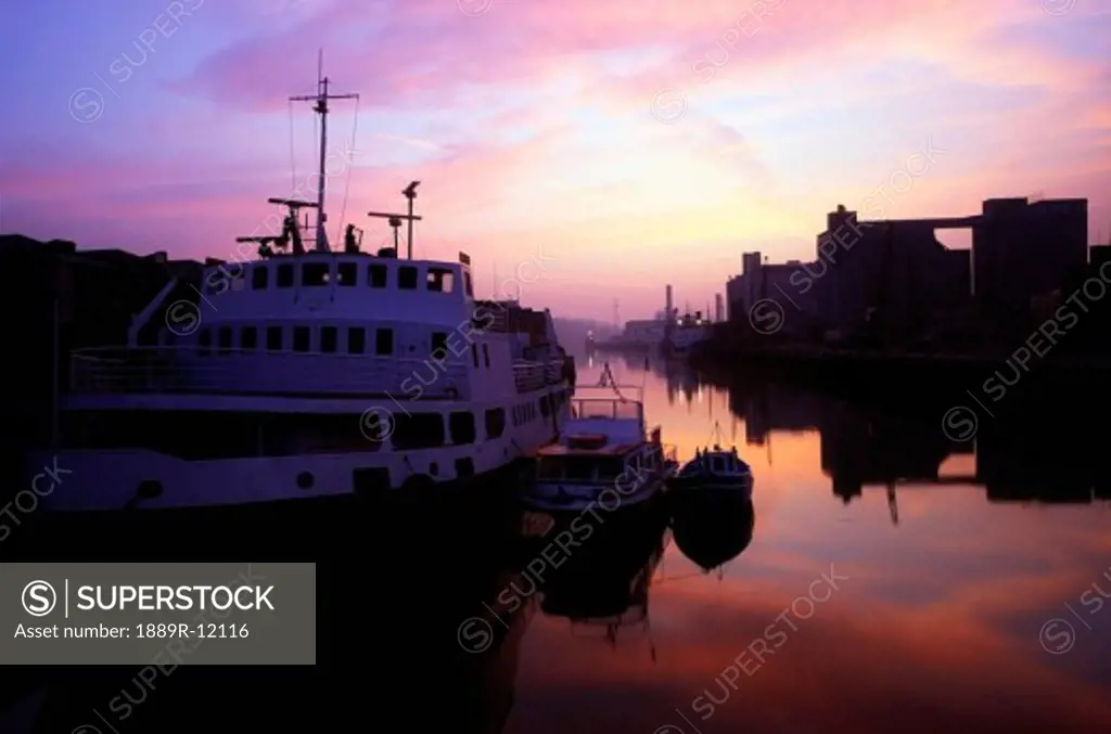 River Lee and docks, Cork City, Ireland