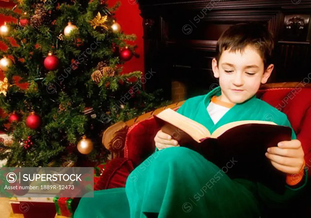 A boy reading bible