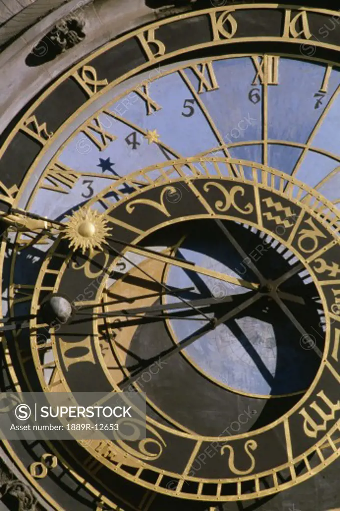 Detail of the astronomical clock on Prague's Town Hall, Czech Republic