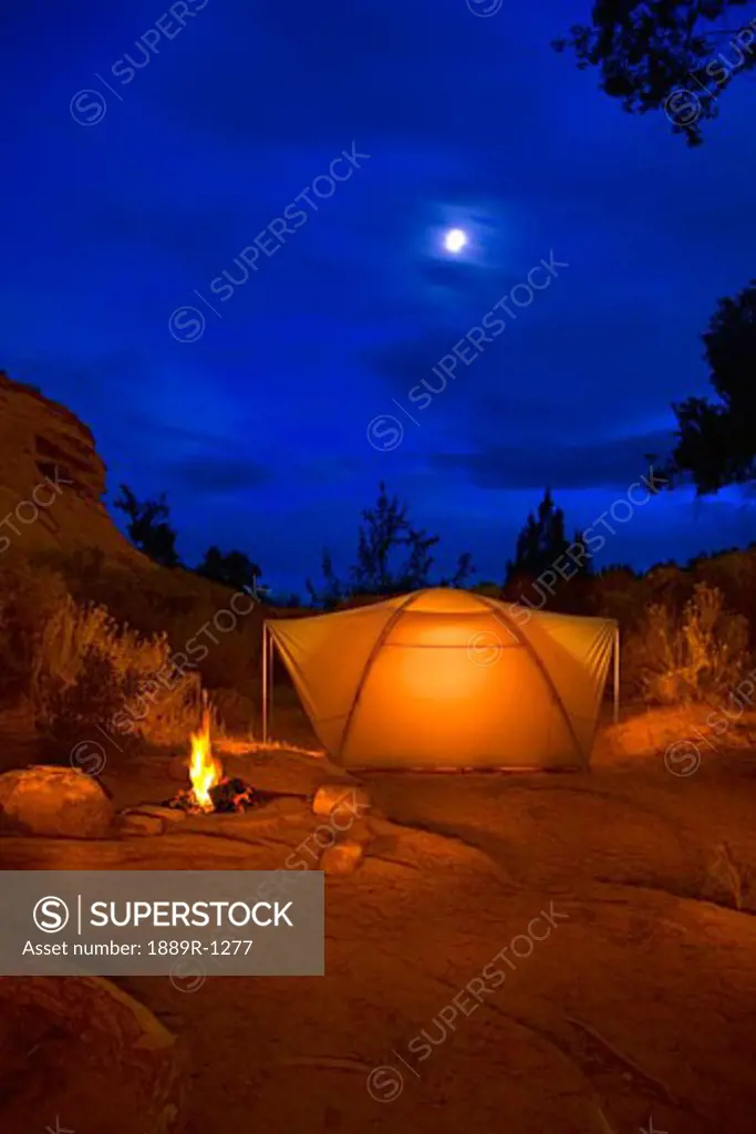 Camp site at night