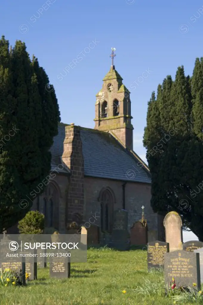Church with cemetery, Lake District, Cumbria, England