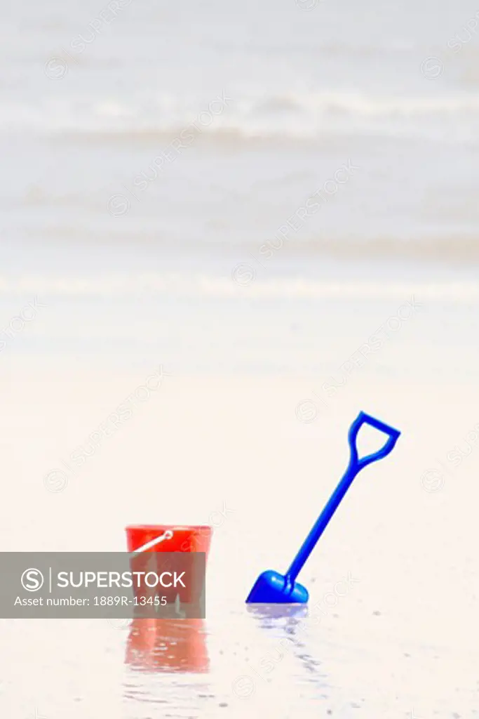 Beach pail and shovel, Humberside, England
