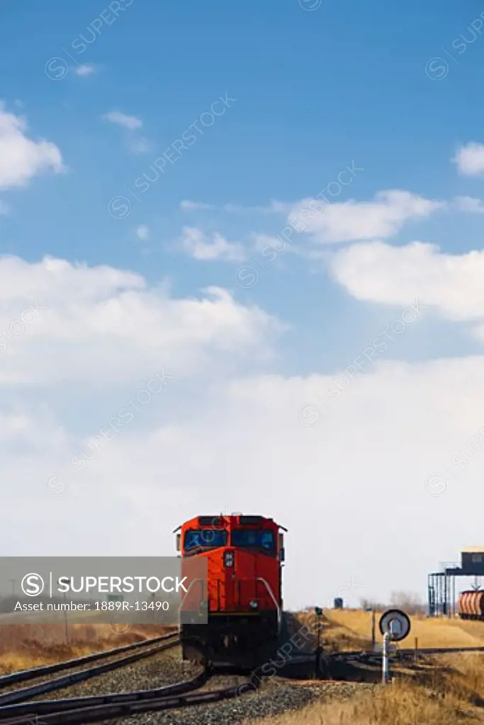 Train engine on tracks