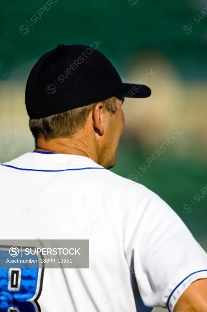 Rear view of a baseball player