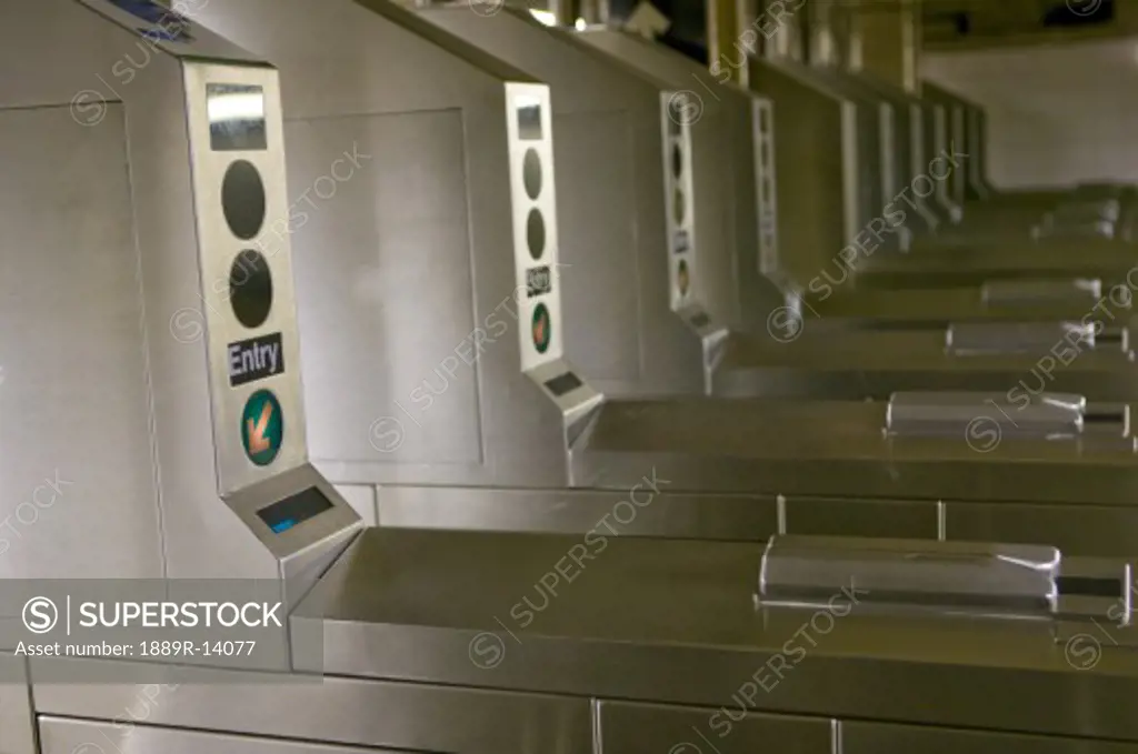 Subway turnstiles, New York, USA