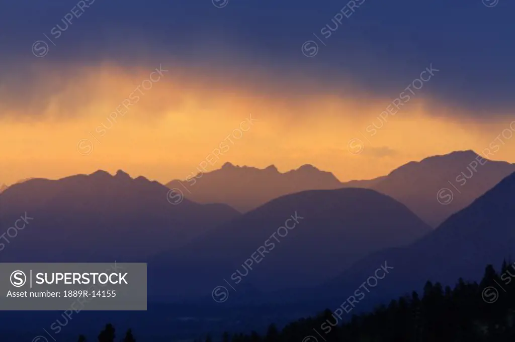 Mountains at sunset, near Radium Hot Springs, British Columbia, Canada