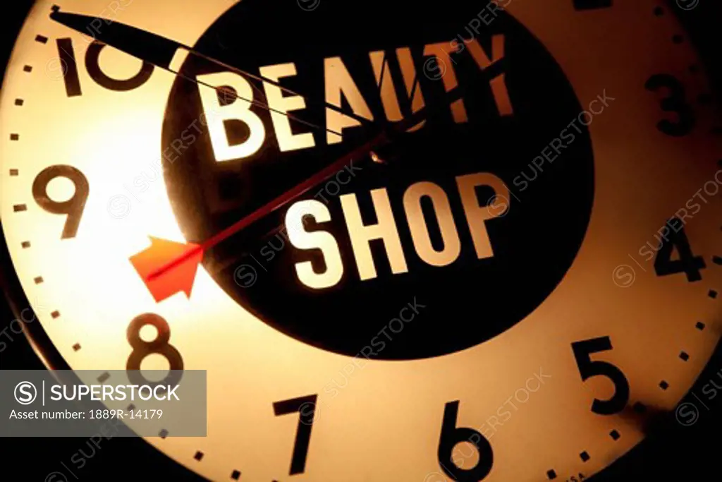 Beauty shop sign and clock