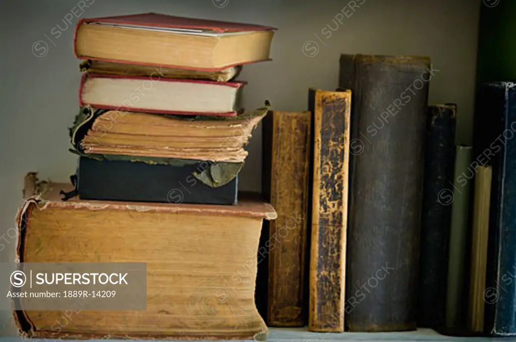 Antique books on the shelf  