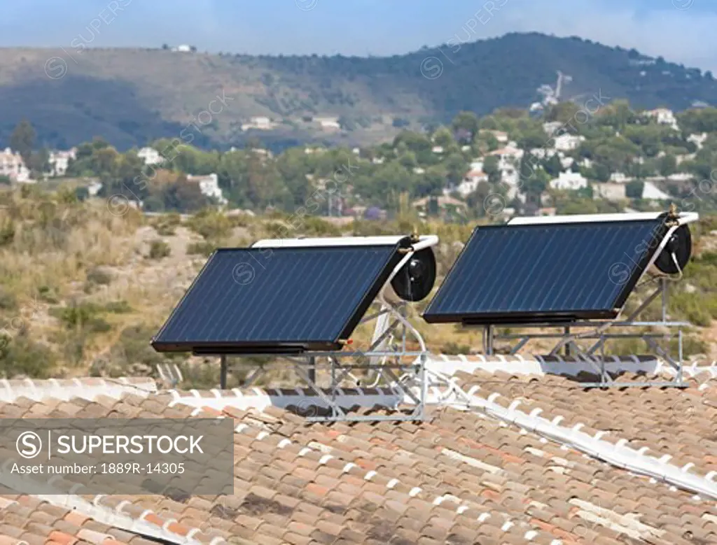Solar energy panels, Nerja, Andalusia, Spain
