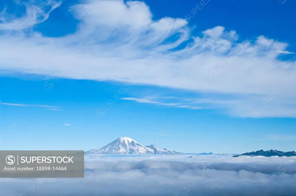 Mount Rainier and Foggy Valleys, Mount Adams Wilderness, Washington, USA  